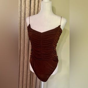 NEW Rue 21 Brown ruched bodysuit size 1XL